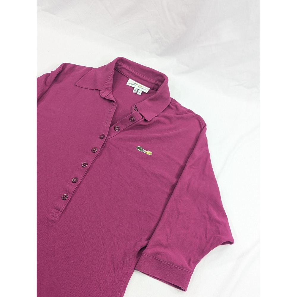 Lacoste Malandrino Polo Shirt Womens Medium Pink Sleeve Batwing Preppy Ladies
